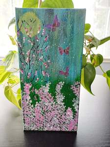 Canvas Art: Pink Clusters - Acrylic painting.