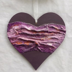 Hanging heart with texture.