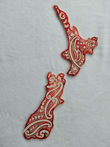 Kiwiana Map of NZ - North and South Island's.