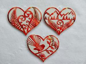 Set of 3 kiwiana wall decor hearts