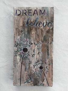 Mixed Media Dream Believe Dandelion Canvas
