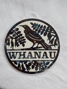 Kiwiana: Kiwiana Round Whanau Sign.