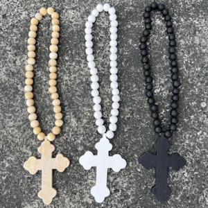 Bear and Fox Raven Wall Cross with Beads