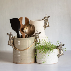 Decorative Objects: Little Hanging Rabbits - Antique Gold