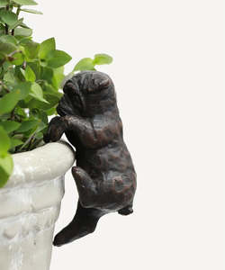 Decorative Objects: French Hanging Bulldog - Dark Brown