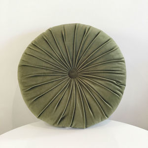 Products: round cushion - olive - wedding decor hire - soft furnishings - chill out zone
