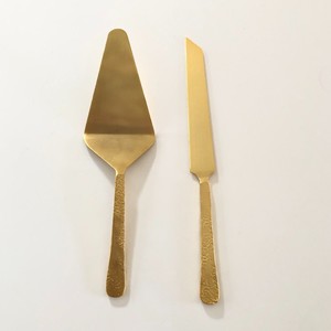 Products: Cake Knife Set Beaten Gold Serveware Wedding Decor Wanaka