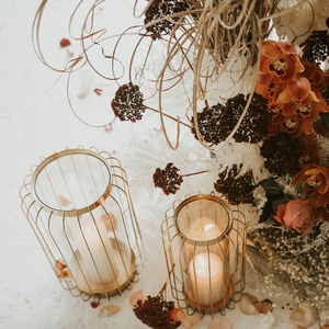 Products: Gold Lantern Candle Holders Decor Wanaka Wedding Hire