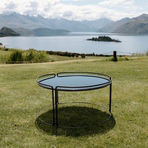 Products: Catherine Coffee Table Clear Outdoor Furniture Wedding Hire Wanaka