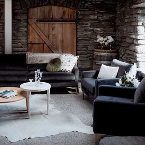 Products: hugo velvet couch, lounge furniture, chill out wedding hire wanaka