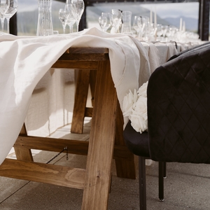Products: Wooden Trestle Table Wedding Furniture Major and Minor Wanaka Hire