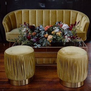 Products: Ritz Ottoman Gold - Lounge Furniture - Wanaka Wedding Hire