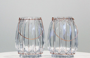 Products: copper lantern, candle holder, vase, cut glass lantern, wedding hire wanaka