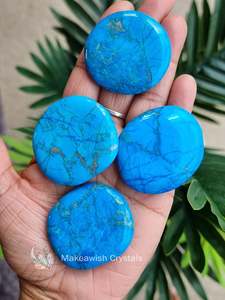 Crystals Flat Polished Stones: Blue Howlite Flat stone