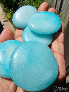 Crystals Flat Polished Stones: Blue Aragonite Flat Stone