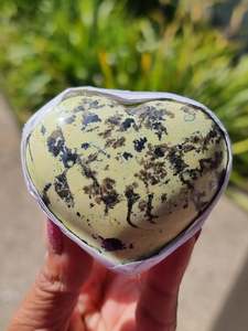 Lemon Serpentine with Pyrite Heart