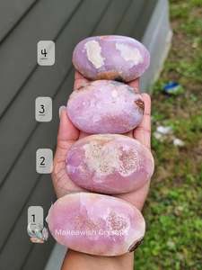 Crystals Palm Stone: Pink Aragonite Palm Stone