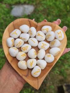 Crystals Spheres: Milky Snow Quartz Runes Set