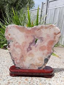 Crystals Amethyst: Pink Amethyst Slab on Stand Large