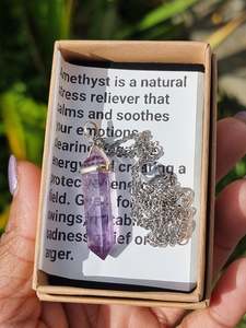 Crystals Amethyst: Amethyst Point Pendant Sterling Silver