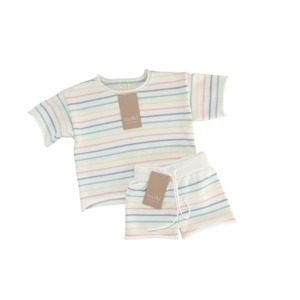 Knit Wear: Knit Set - Pastel Stripe