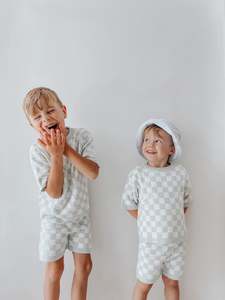 Knit Wear: Knit Set - Ocean Checkerboard