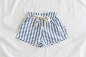 Linen Shorts - Blue Stripe
