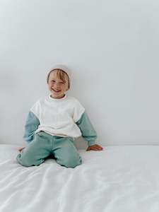 Tops: Jumper Colourblock - Green/Blue