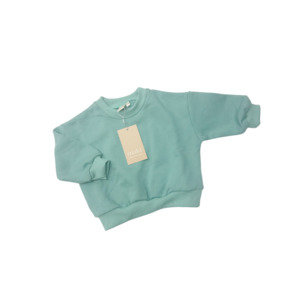 Tops: Cotton Crew Neck Jumper - Emerald