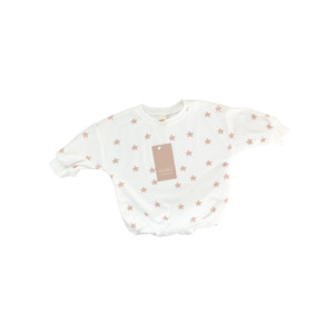 All In Ones: Terry Towelling Romper - Star Print