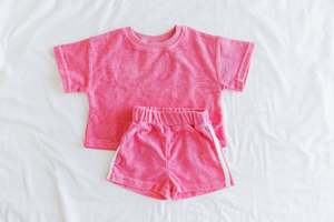 Knit Sets 1: Terry Tee and Short Set - Bubblegum