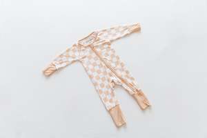 Onsies: Bamboo Onesie - Beige Chequerboard