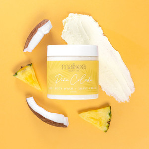 Products: Pina Colada Luxe Vegan Body Wash+ Shave Cream Malsea Body Co