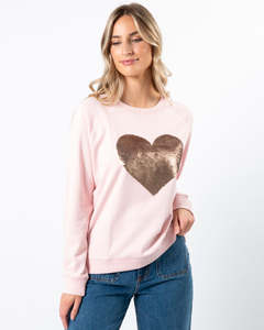 Stella + Gemma | Classic Sweater | Marshmellow with Heart Beige Sequins
