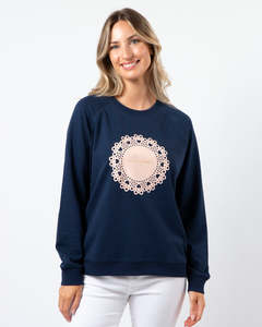 Stella Gemma: Stella + Gemma | Classic Sweater | Navy with Blush Doily
