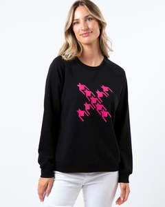 Stella + Gemma | Classic Sweater | Black with Neon Houndstooth