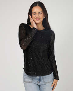 Shirts Tops: Stella + Gemma | Odessa Sequin Top | Black