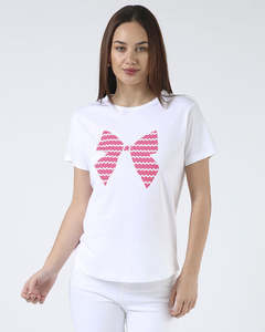 Stella + Gemma | Ace Tee | White With Hot Pink Bow