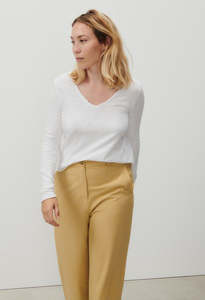 American Vintage: Sonoma Long Sleeve V-Neck T-shirt - White