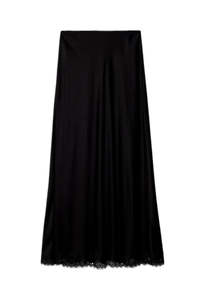 Stassie Satin Midi Skirt - Black