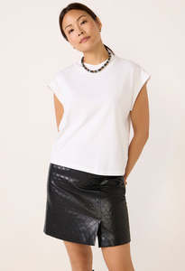 Velvet: Asya Mock Neck Tank - White