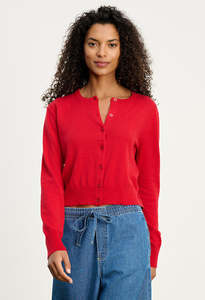 Velvet: Violette Cardigan Top - Red