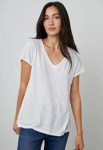 Velvet: Jilian V-Neck T-shirt - White