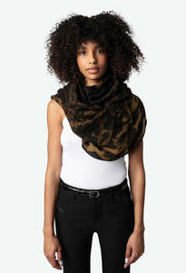 Zadig Et Voltaire: Judy Leopard Scarf - Latte