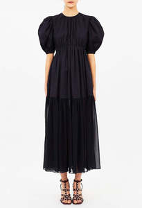 Collage Short Sleeve Midi Dress - Midnight