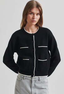 Second Female: Stinne Knit Cardigan - Black