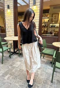 Linen Button Tank - Black