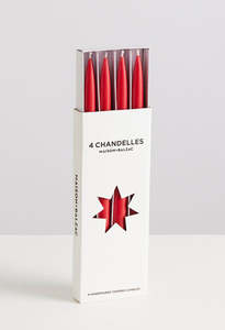 Chandelles 4 Tapered Candles - Red