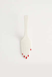 Maison Balzac: Hand Cake Server - Ivory/Red