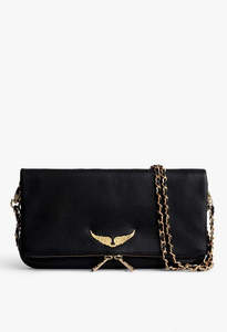 Bags: Rock Grained Leather Bag - Noir/Gold